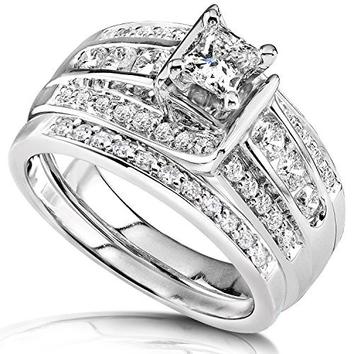 Kobelli Princess Diamond Wedding Ring Set 1 Carat (ctw) in 14K White or Yellow Gold2