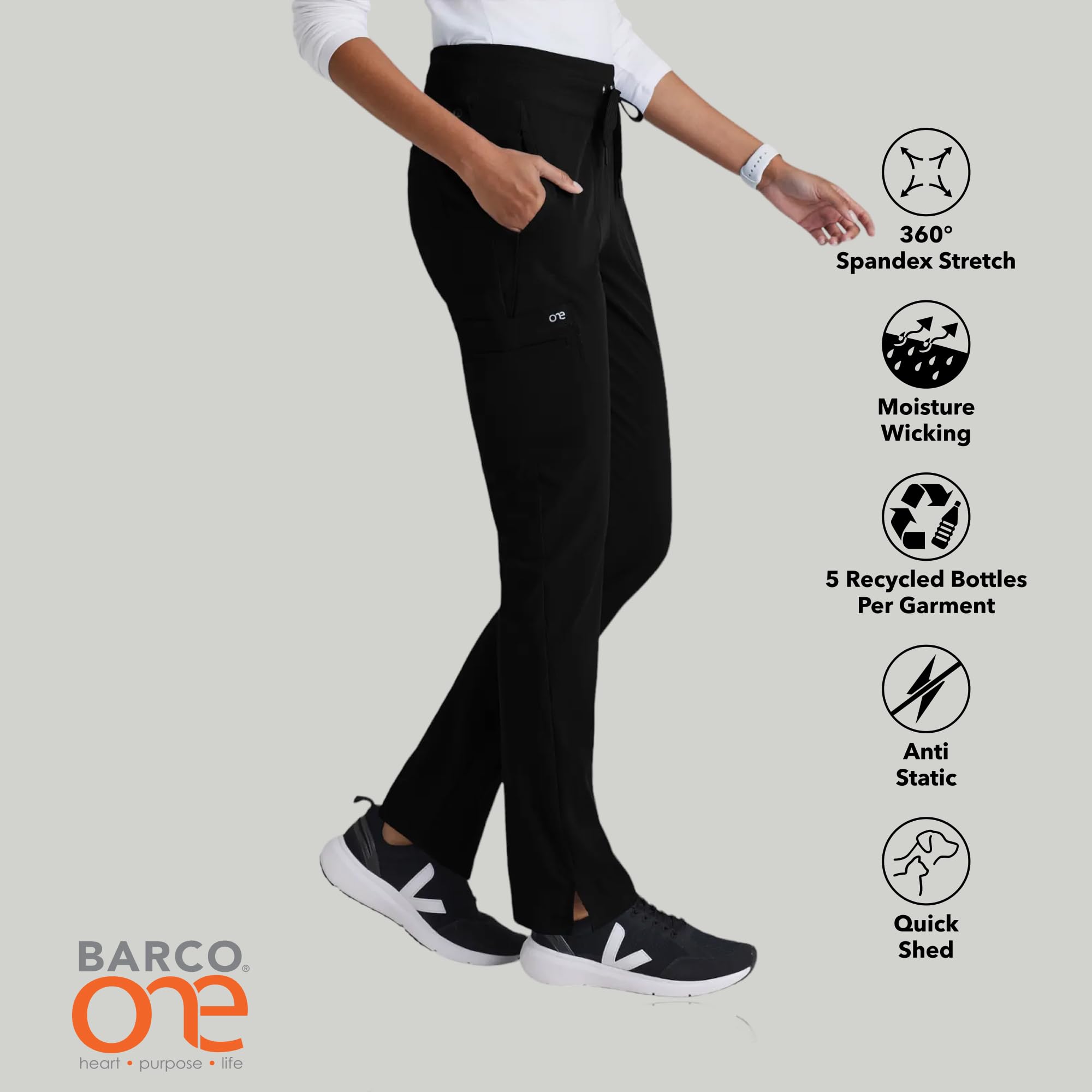 BARCO One Uplift - Pantaloni da donna con 5 tasche, a vita media, elasticizzati in spandex 360