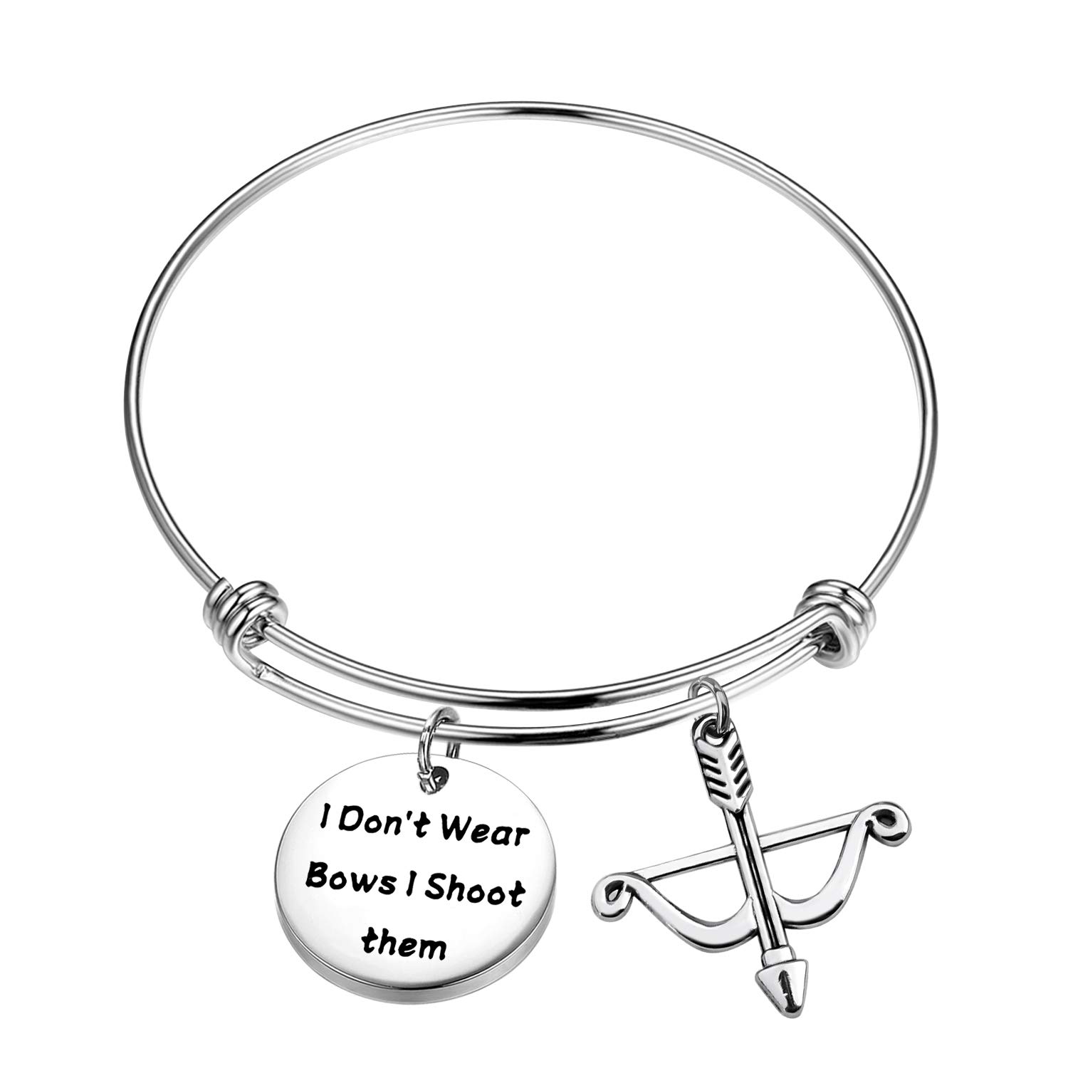 FOTAP Archery Gifts I Don't Wear Bows I Shoot Them Bracelet Hunting Gifts Bow and Arrow Charm Gift