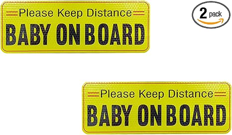 2PCS Baby on Board Car Magnet, Waterproof Night Reflective Safety Warning Signs, Reusable Baby on Board Magnetic Sticker, Car Door and Bumper Sign (Pattern2)