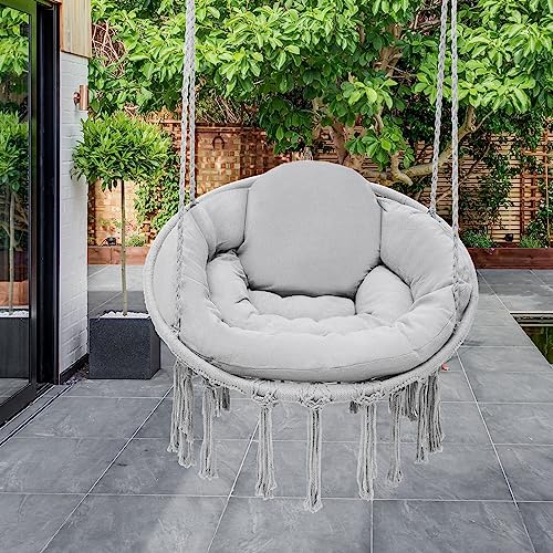 Monibloom A37-HC-005-GY-GY Hanging Hammock Chair With Full Cushion, Adults Indoor Hammock Swing thumb #2