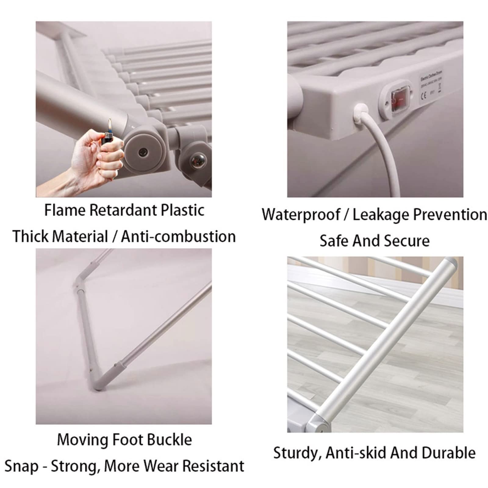 Asciugatrice elettrica riscaldata da 220 W, 18 barre riscaldate, stendibiancheria pieghevole a risparmio energetico, per una facile conservazione, risparmio energetico, alla moda Star of Light