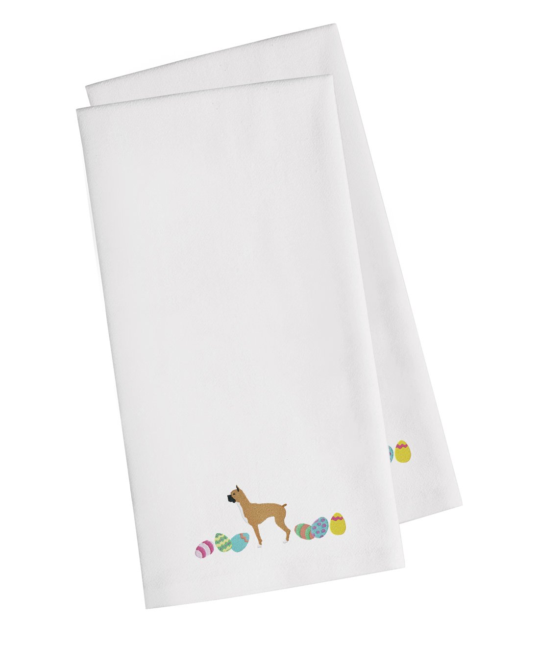 Caroline's Treasures CK1615WHTWE Boxer Easter White Lot de 2 torchons de Cuisine brodés