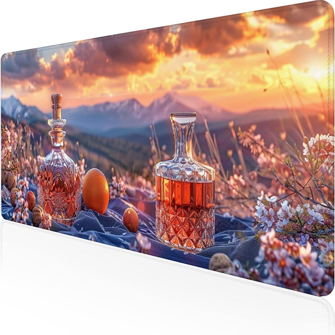 Excel Shortcut-Tasten-Mauspad - erweitertes großes 1200 x 600mm XL-Spickzettel-Gaming-Mauspad | PC-Büro-Tabellenkalkulation-Tastaturmatte | rutschfeste genähte Kante Sonnenuntergang Wein