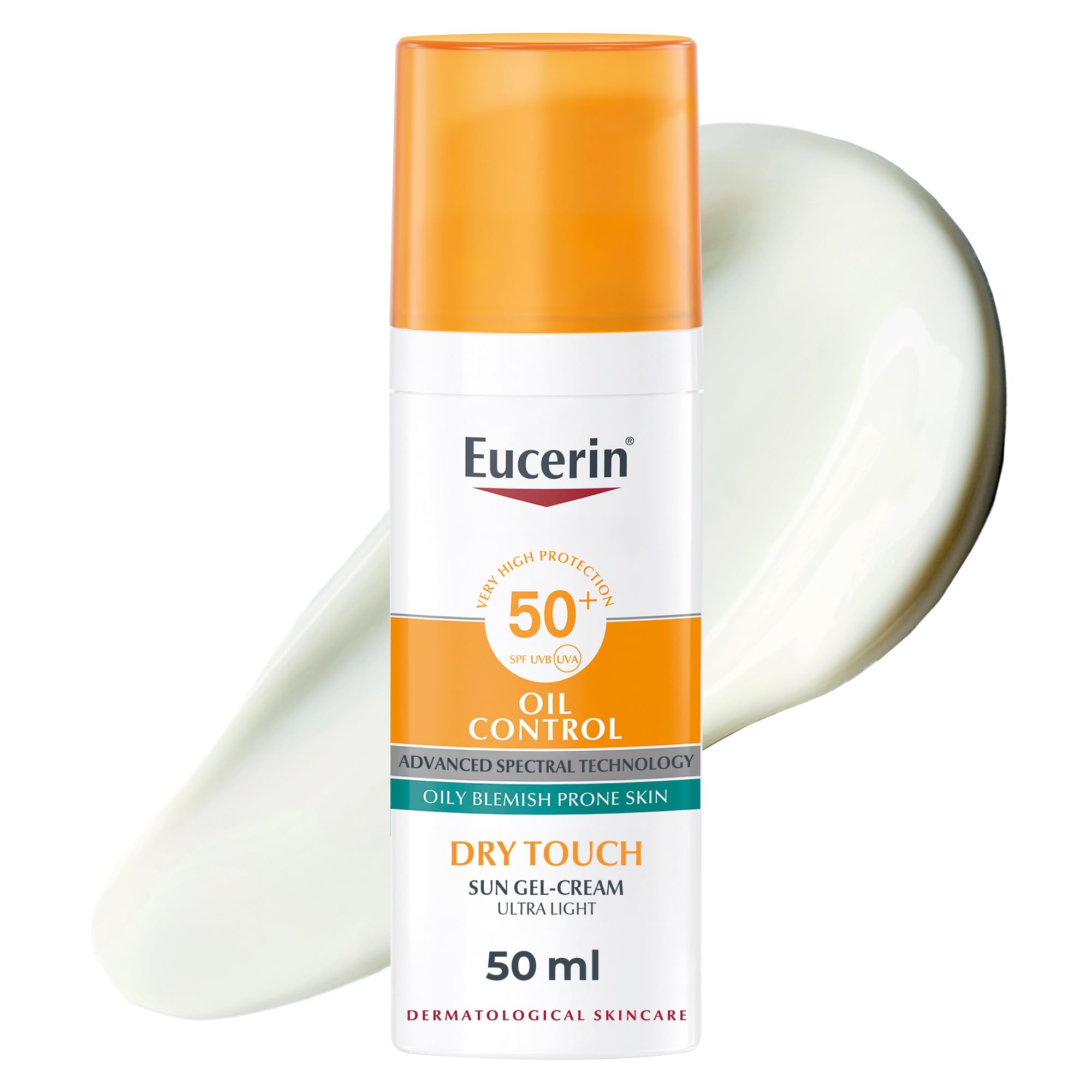 Eucerin Sun Oil Control Gel-Cream, Facial Sunscreen with 8-Hour Anti-Shine Effect, Protects Skin from Blemishes, For Oily and Acne-Prone Skin, SPF50+, 50ml