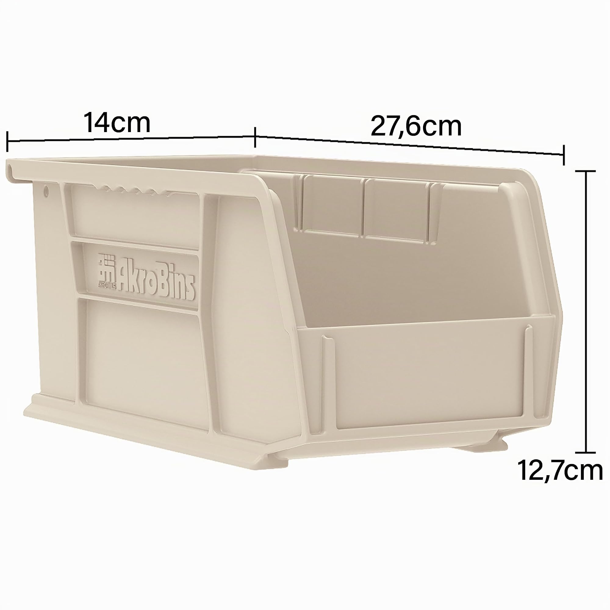 Akro-Mils 30230 AkroBins Plastic Storage Bins, Space-Saving Stackable Bins for Garage, Pantry, Craft Organization, 27,6 cm x 14 cm x 12,7 cm, Black, 12-Pack