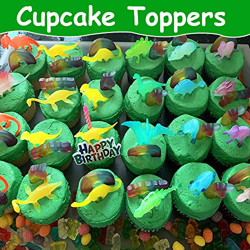 Augtoy AGV003 48Pcs Glow In Dark Mini Dinosaur Figures Birthday Party Favors Supplies Dino Cupcake Toppers Goodie Bags Stuffers Pinata Goody Fillers Classroom Prizes Treasure Box Gifts Halloween Treats Kid Boy Girl thumb #4