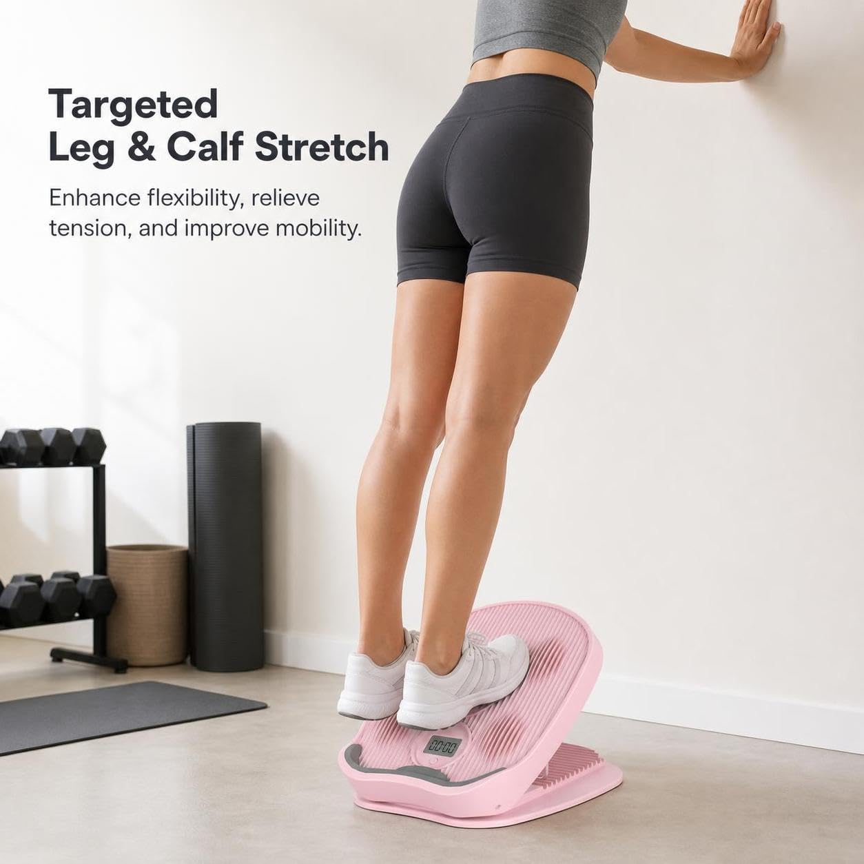 perfeclan Banco Estiramiento para Gemelos con Ajuste Inclinacion y Soporte Acero para Mejorar la Flexibilidad y Prevenir Lesiones en el Hogar y Oficina, Rosa Hada, style to 3, Rosa