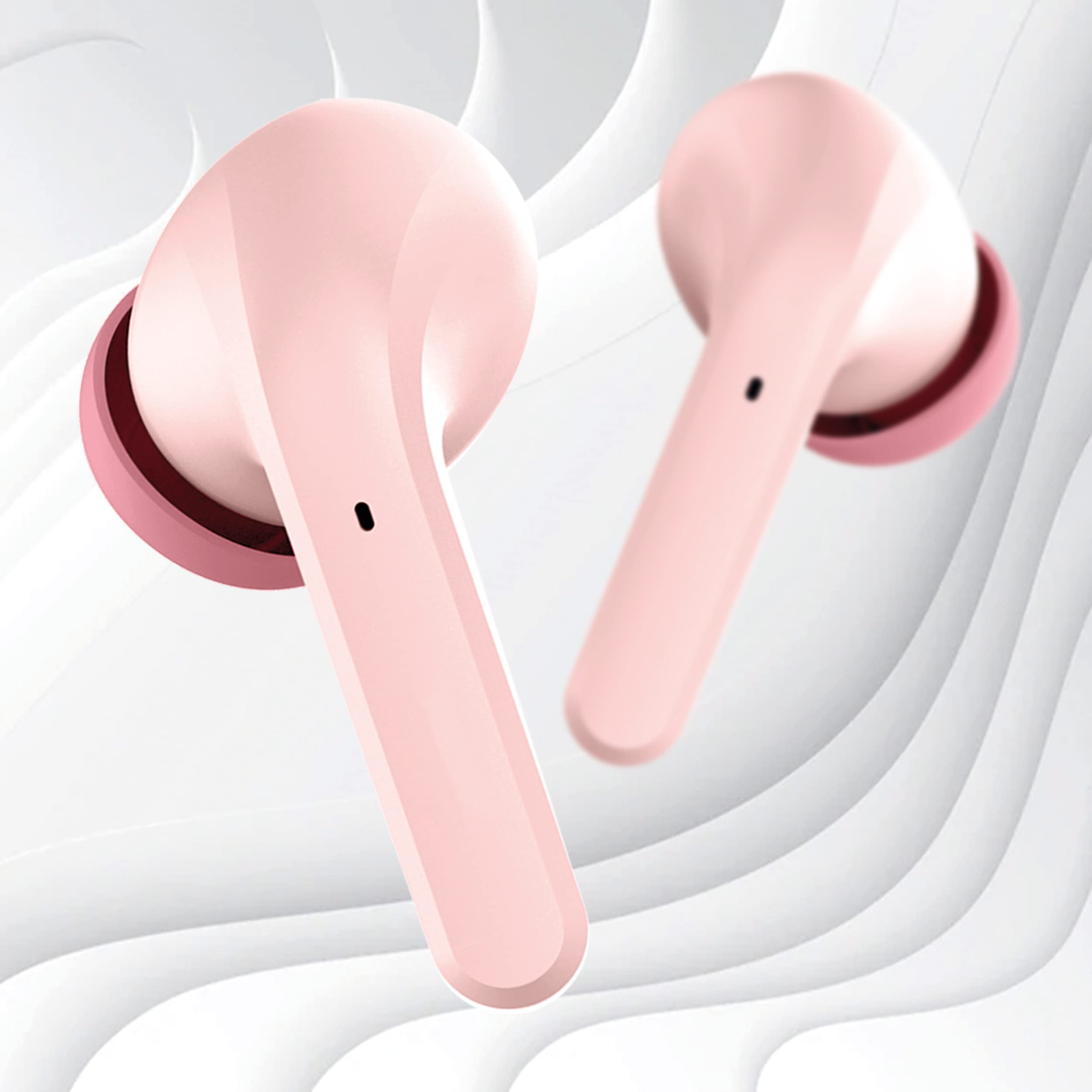 FOREVER Auriculares inalámbricos Bluetooth 5.3 modos ANC TWE-210 EARP con estuche de carga micrófono, control, indicadores LED auriculares intraurales (rosa)