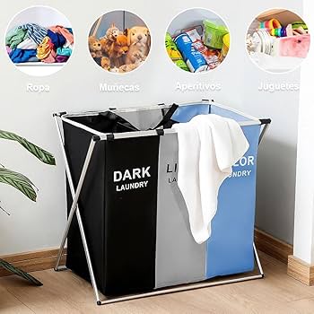 Cesto Ropa Sucia Plegable, 120L Cesto de Ropa Sucia Triple, Cesta para Ropa  Sucia Multifunción, Ordenar y Guardar La Ropa, Cesto de Ropa para  Dormitorio, Baño y Lavandería (68x38x60cm) : Amazon.com.mx: Hogar