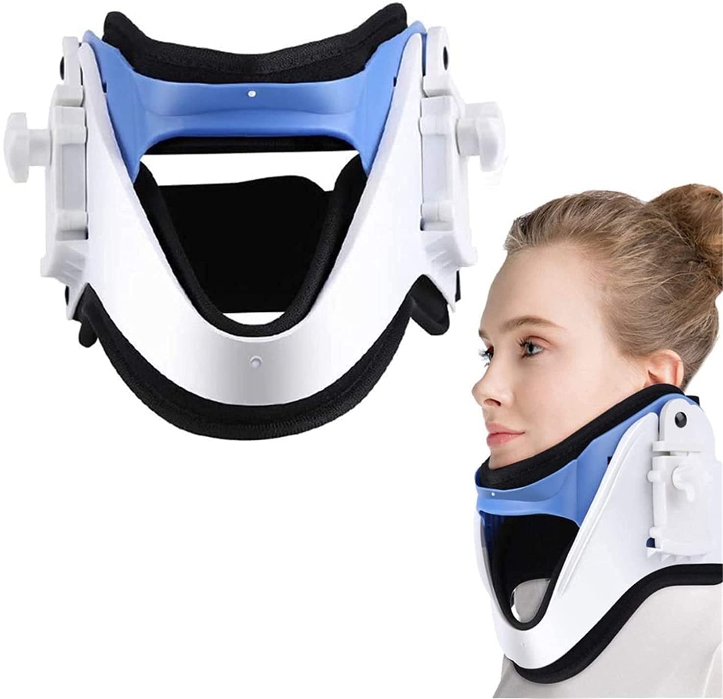 FOOJO Collar ortopédico para el Cuello para la Postura|Soporte para el Cuello con Altura Cervical Ajustable|para el Dolor de Cuello, estabiliza y Alivia la presión en la Columna Vertebral
