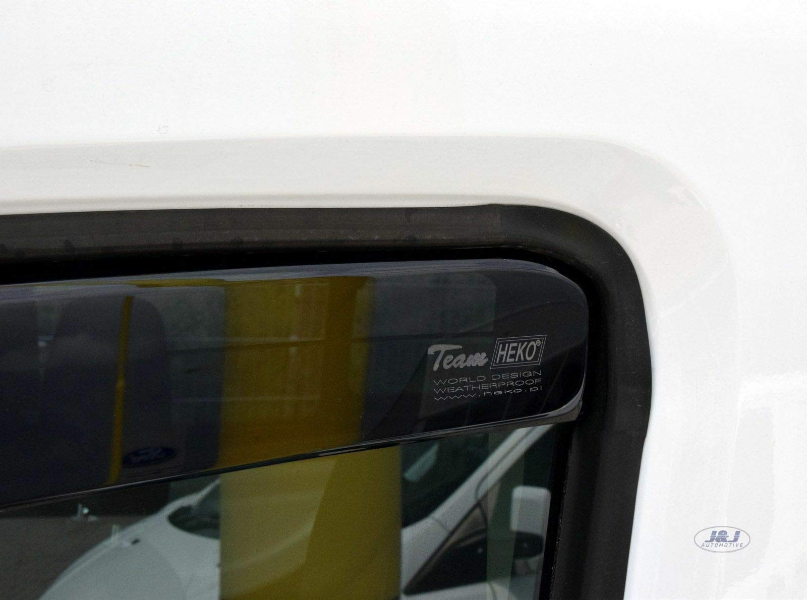 J&J AUTOMOTIVE Windabweiser passend für Ford Transit ab 2013 2tlg, Heko Regenabweiser Vorne Getönt Dunkel Passform