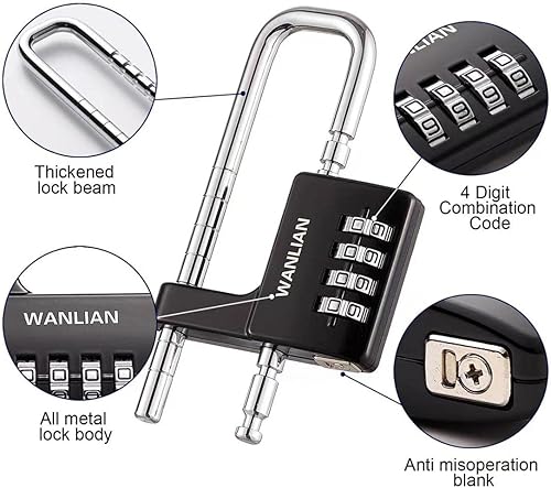 Miniatura 5 de Candado de combinación, cerradura de combinación de 4 dígitos de 38 pulgadas de largo para exteriores, impermeable, para casillero escolar,