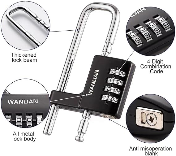 Combination Lock,4 Digit Combination Lock 3/8Inch Long Shackle Outdoor Waterproof Padlock for School Locker, Gym Locker, Hasp Storage, Fence, Gate, Cooler, Case (Black, 1 Pack)