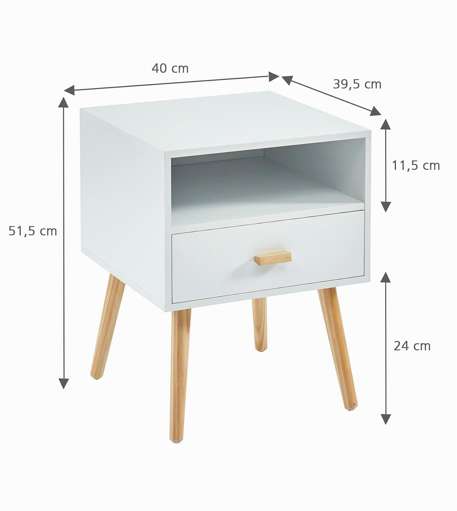 BAÏTA - Comodino ULOS Bianco e Legno