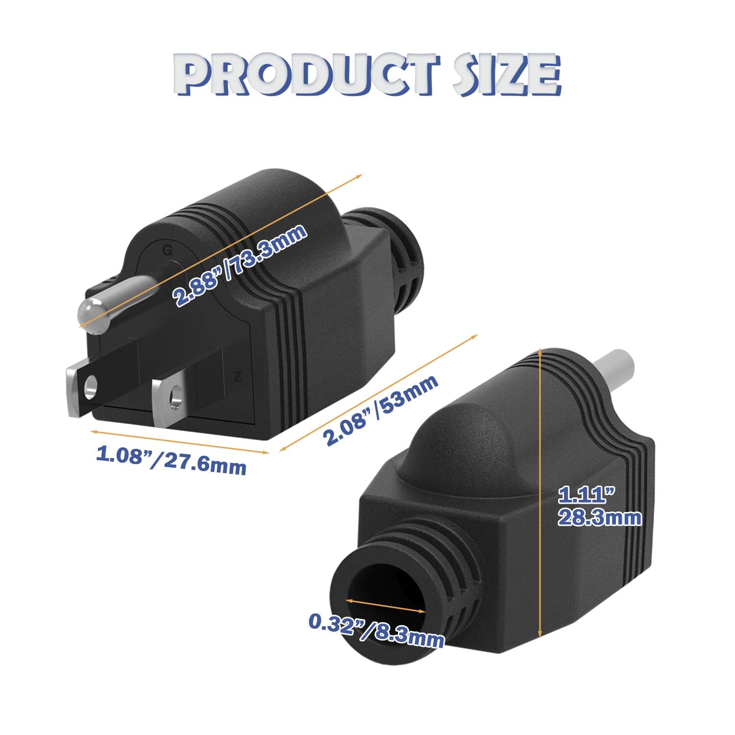 Replacement Plug End Snapklik.com : 4PCS Electrical Replacement Plug 3 Prong Male Plug End ...