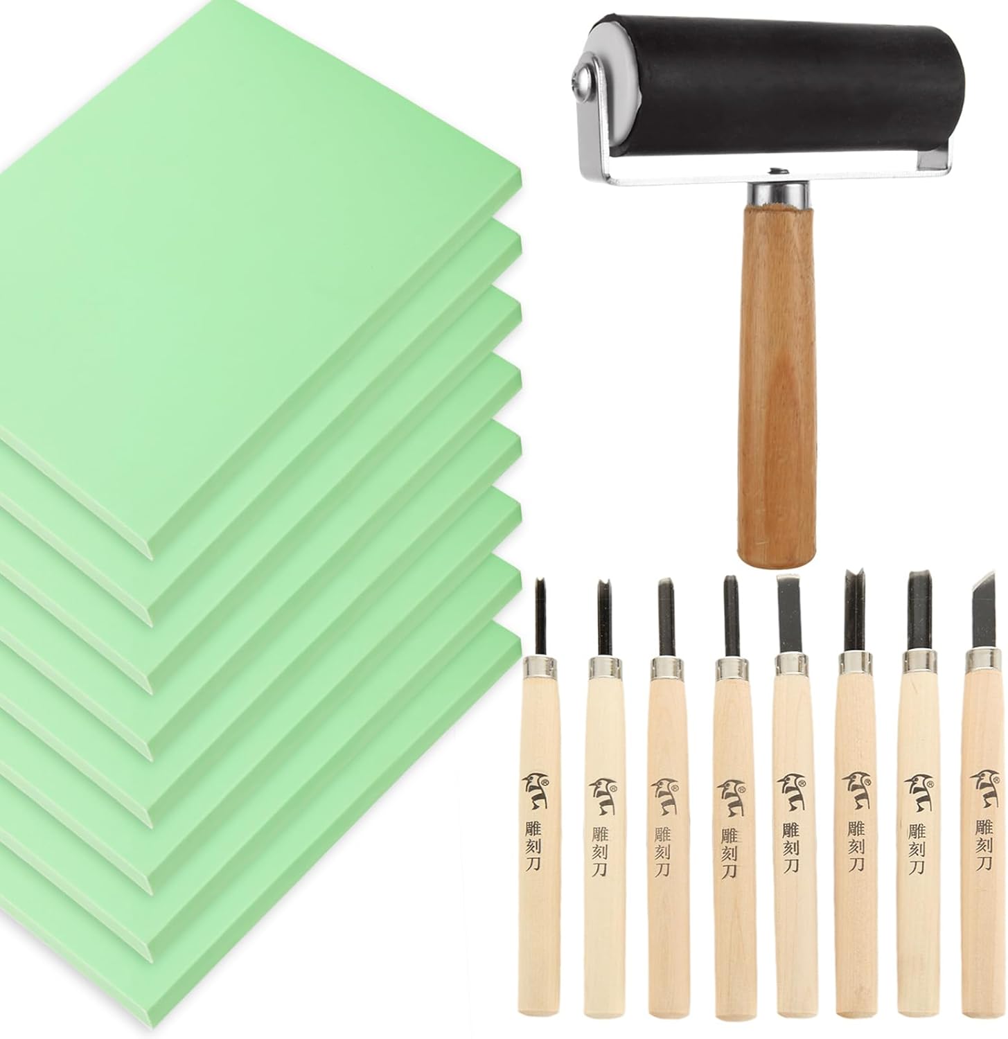 17PCS Rubber Stamp Carving Kit with 4x6” Linoleum Block