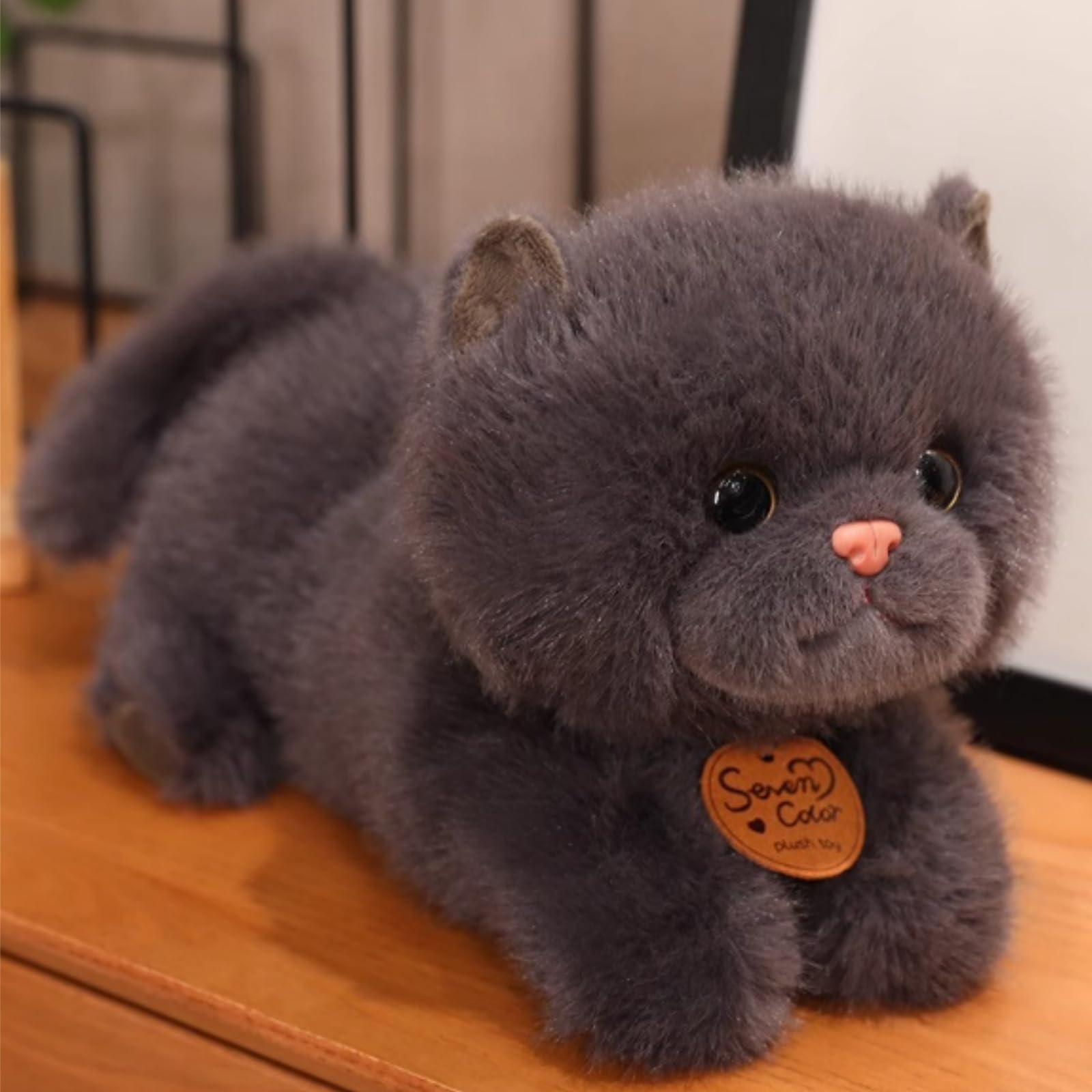 OUKEYI 30cm Cat Plush Stuffed Animals, Soft Cute Cat Plush Toys for Kids, Adults, and Plushie Lovers, Perfect for Hugging and Relaxing (Black)