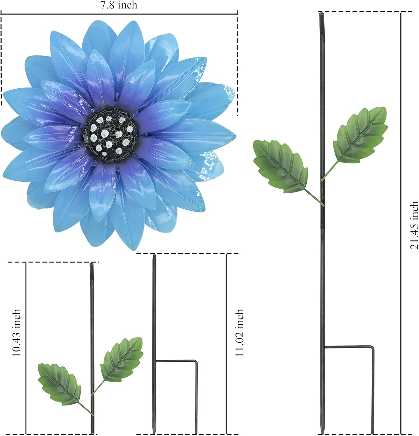 Flower Outdoor Garden Stakes Decor,Metal Flower Stick Décor,Flowers Metal Flowers Water Proof Decorative for Lawn Yard Patio : Everything Else