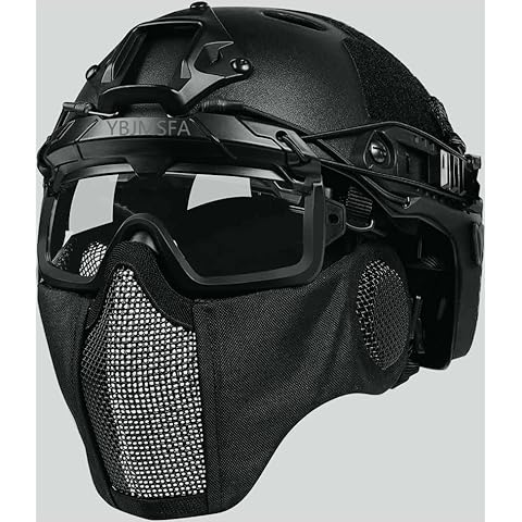 Airsoft Fast Helmets Airsoft Mesh Mask, Half Face Mesh Masks And Tactical Anti Fog Safety Protection 2 Mode Goggles, Halloween CS Game Set Cover