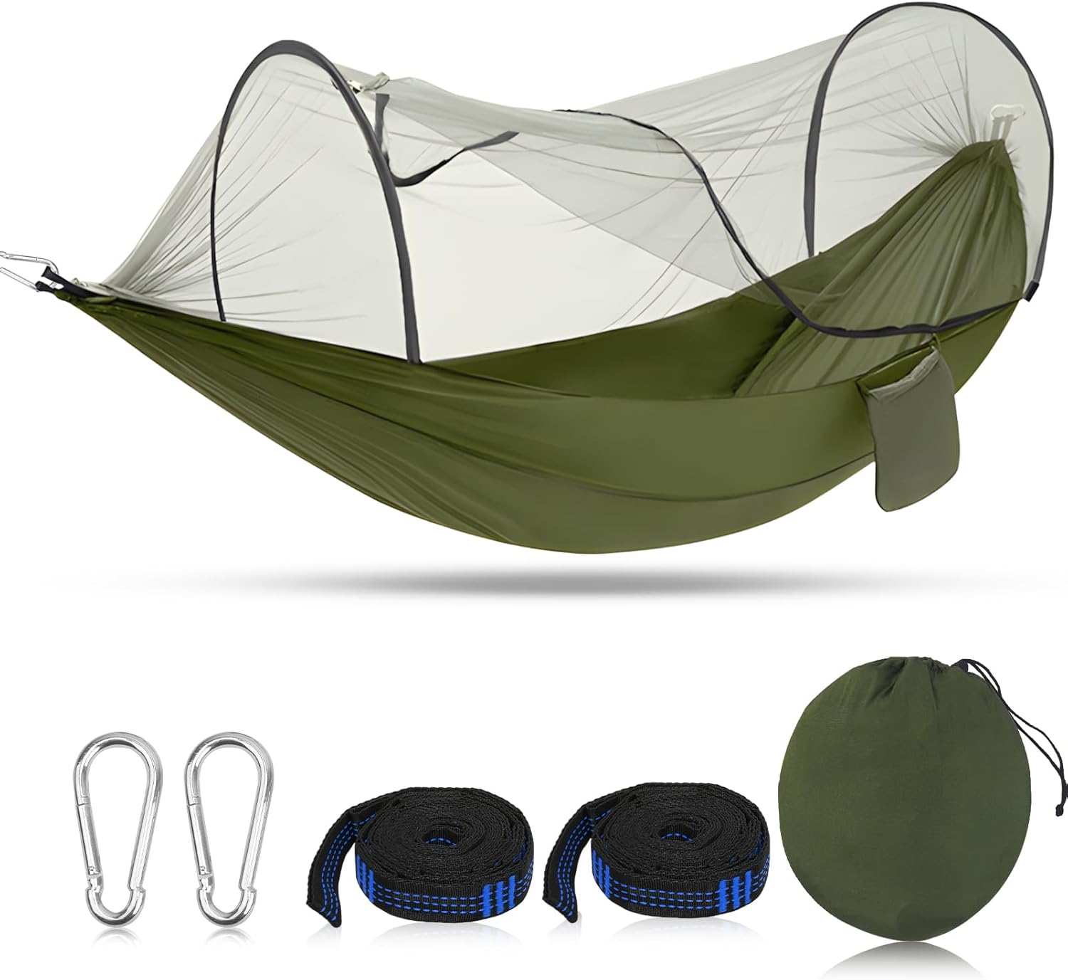 Ultralight Camping Travel Hammock with Mosquito Net 300kg Load Capacity 2 x Premium Carabiners 2 x Nylon Ropes Included Hammock with Mosquito Net for Camping, Outdoors, Balcony, Patio Ultralight Camping Travel Hammock with Mosquito Net 300kg Load Capacity 2 x Premium Carabiners 2 x Nylon Ropes Included Hammock with Mosquito Net for Camping, Outdoors, Balcony, Patio