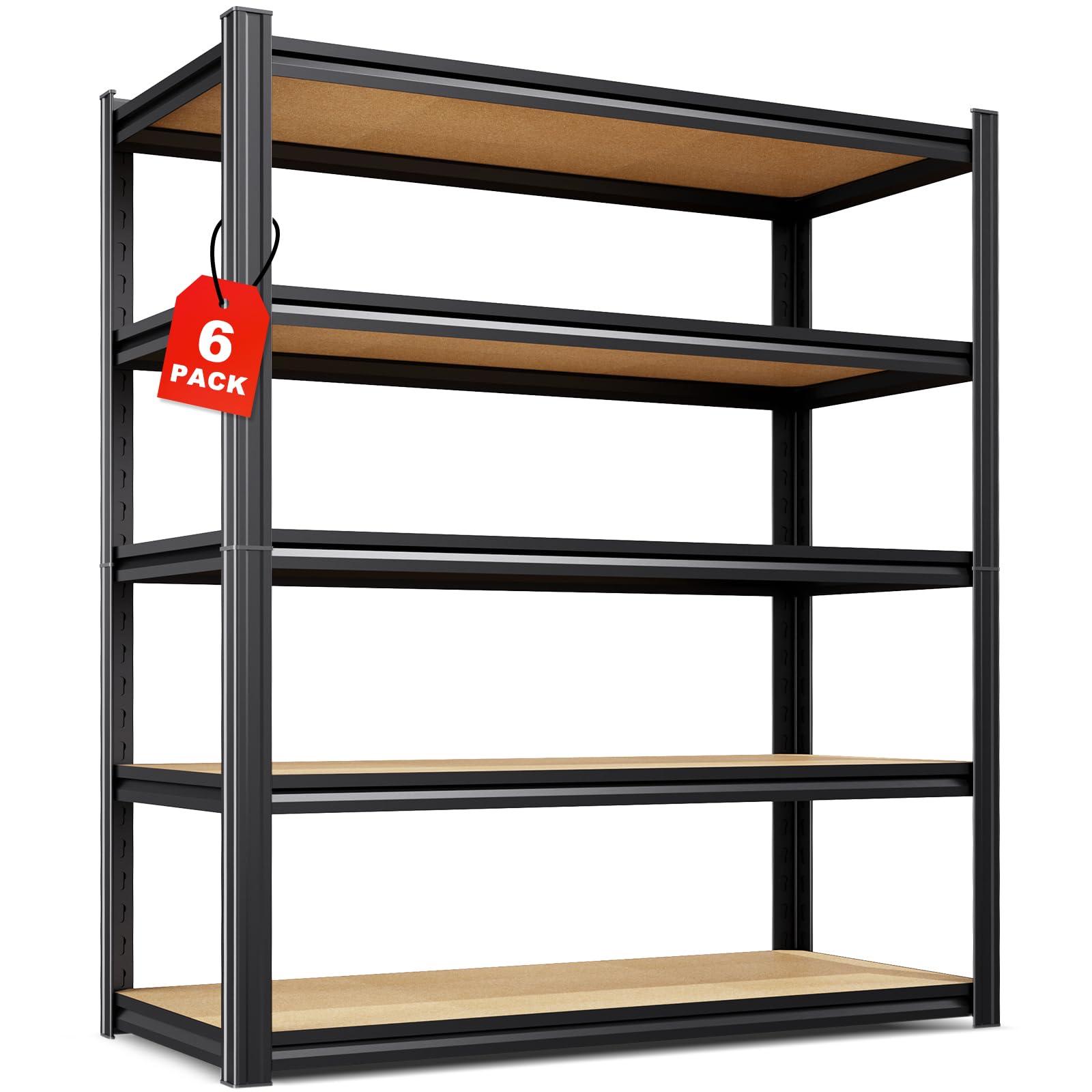 Set of 6 Garage Shelving-2050 lbs 5 Tier Storage Shelves,Adjustable Heavy Duty Metal Shelving Unit and Storage Large Rack,Utility Steel Shelf For Warehouse Industrial Pantry Basement 78"x46"x20"