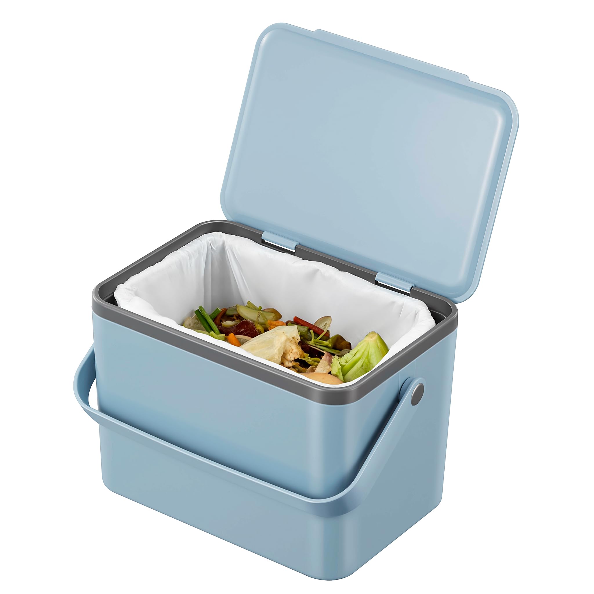 EKO Food Waste Compost Bin, Kitchen Countertop Food Waste Caddy, Titanium Blue, 4 Litre