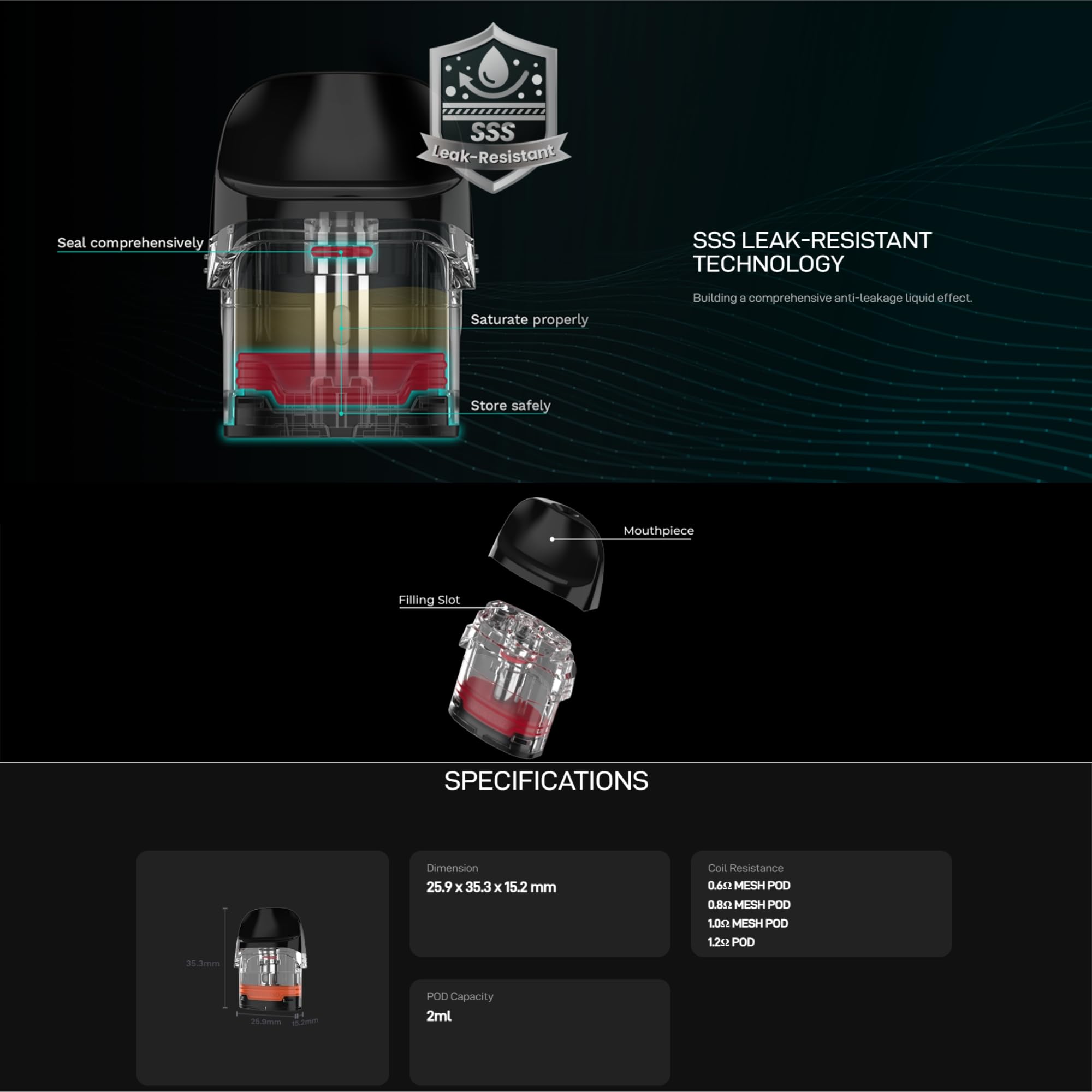 Vaporesso Luxe Q Replacement Pod 0 8ohm Mesh No Nicotine
