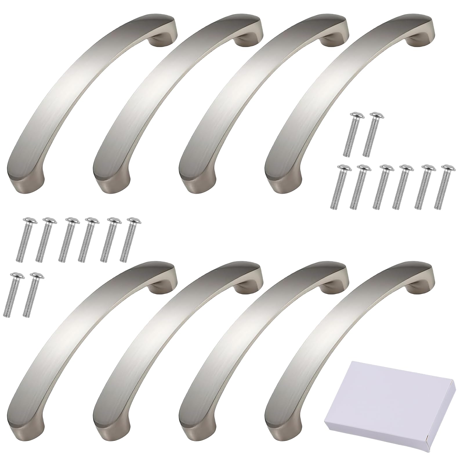 GIONAR 8 Pack Wardrobe Handles Silver, Drawer Handles 96mm Hole Centres