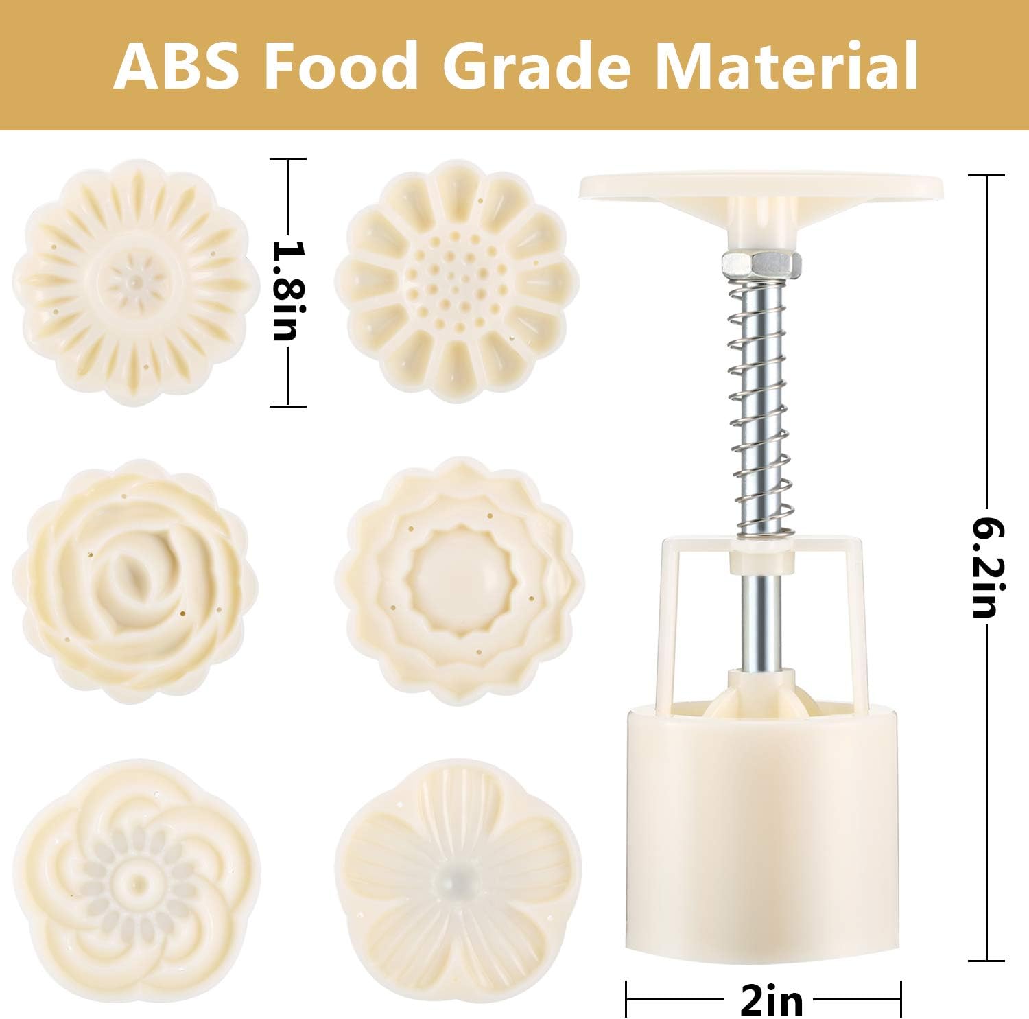 2 Sets Moon Cake Mold Cutter Cookie Press Cake Stamp with 12 Stamps 50g Mid Autumn Festival DIY Decoration Press Cake Cutter Mold
