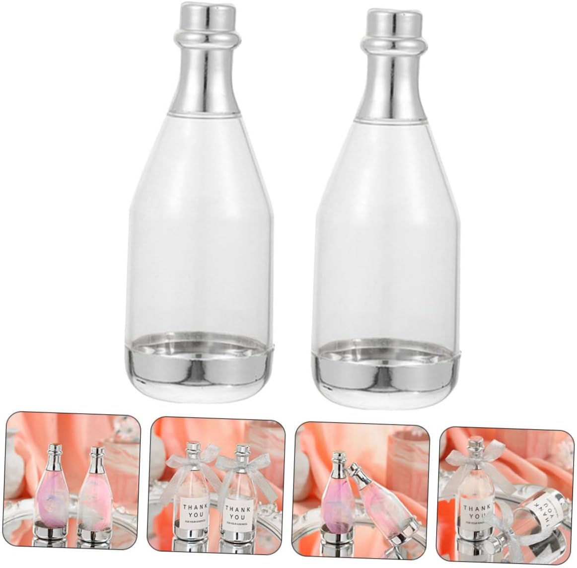 SHINEOFI 20pcs Silver Large Sparkling Wine Bottle Shaped Candy Boxes, Wedding Candy Packaging Containers for Bridal Shower and Birthday Party Favors
