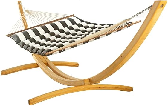 Hatteras Hammocks Cabana Classic Sunbrella Pillowtop Hammock مع سلاسل تمديد مجانية وخطافات شجرة ، مصنوعة يدويًا في الولايات المتحدة الأمريكية ، تستوعب شخصين ، سعة 450 رطل ، 13 قدمًا &times; 55 بوصة.   