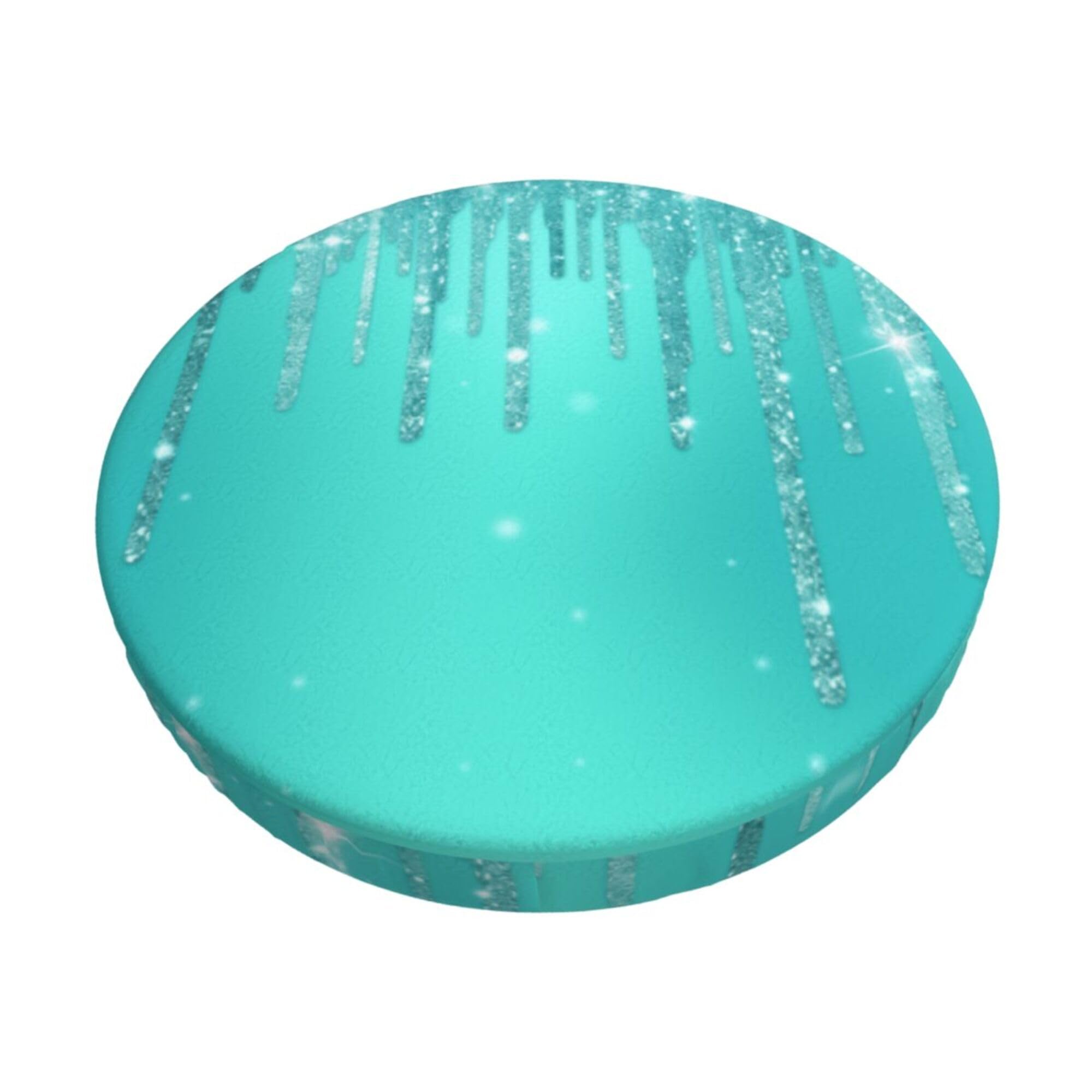 Velvet Round Stool Covers, 3 Layers Round Stool Cushion Slipcover with Thin Pad, Mint Turquoise Texture Round Chair Covers Dustproof Stool Protector Cover for 12-14" Chair Home Bar Hotel Use