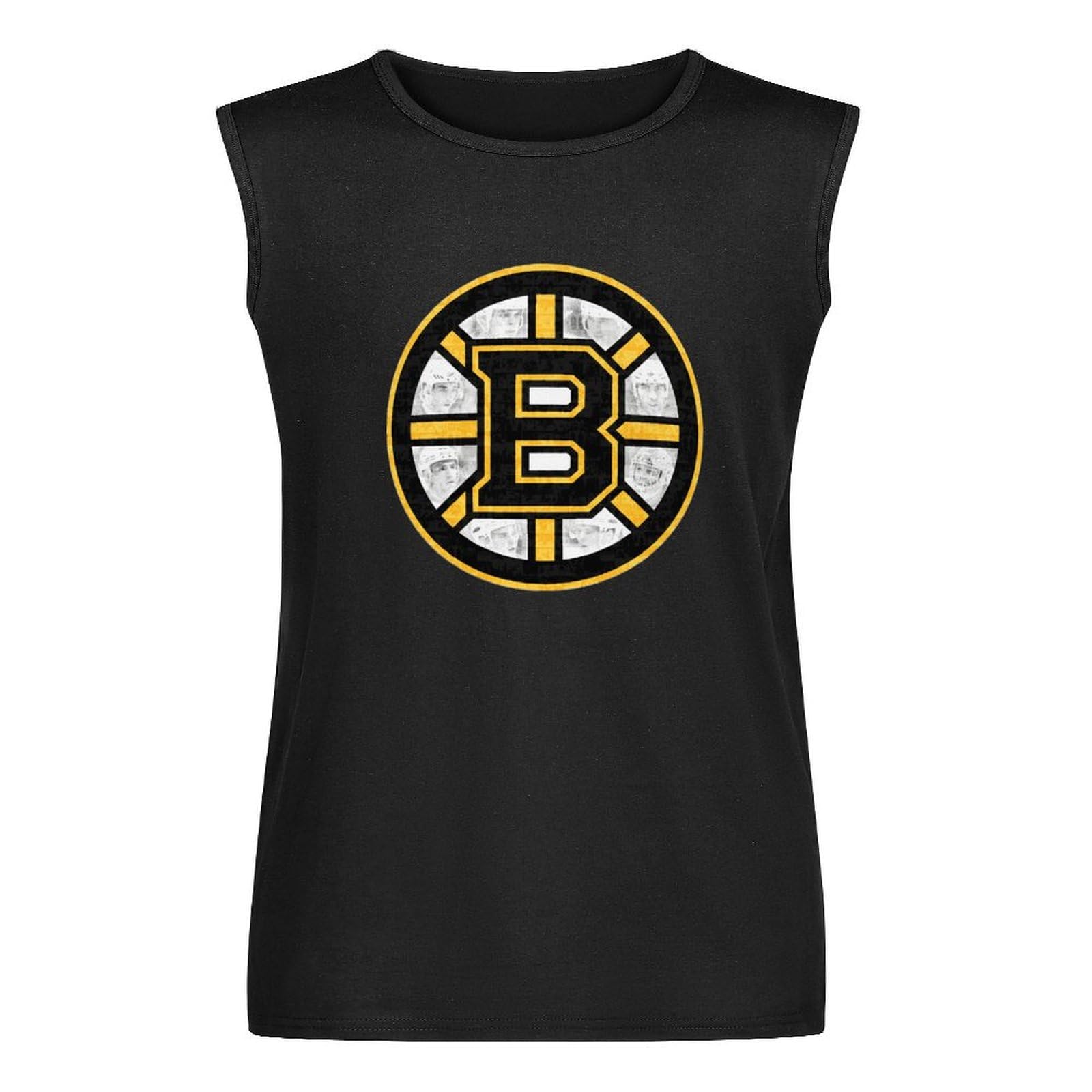 Men's Boston Bruin T-Shirt Sleeveless Vest Tank Tops Undershirt Black XL