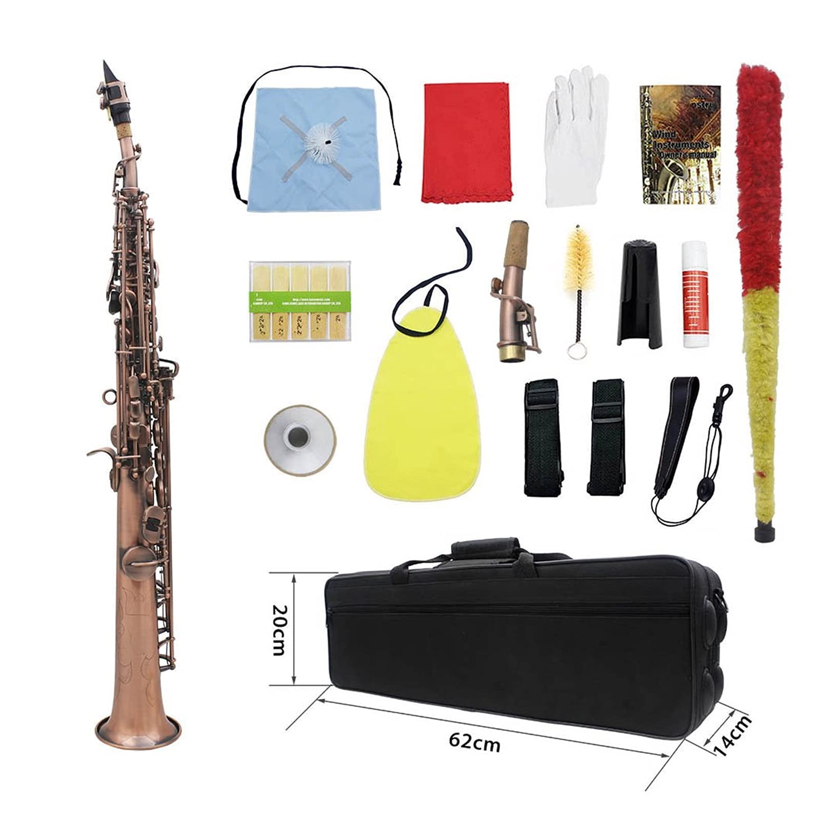 Sax Principianti Kit Strumento Professionale Straight BB Soprano Sassofono Sax Strumento di Woodwind Abalone Shell Key Second Pattern Strumento a fiato