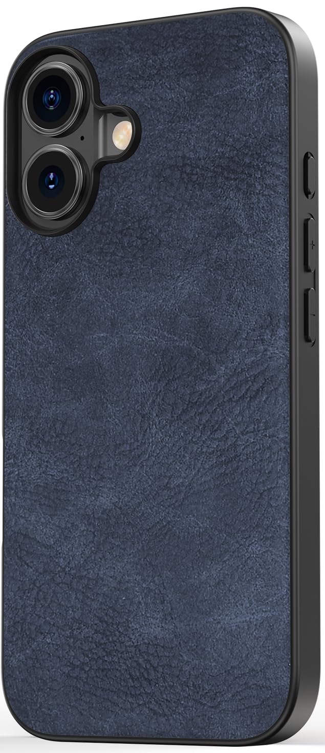 SALAWAT for iPhone 16 Case, Slim PU Leather Vintage Shockproof Phone Case Cover Lightweight Premium Soft TPU Bumper Hard PC Hybrid Protective Case for