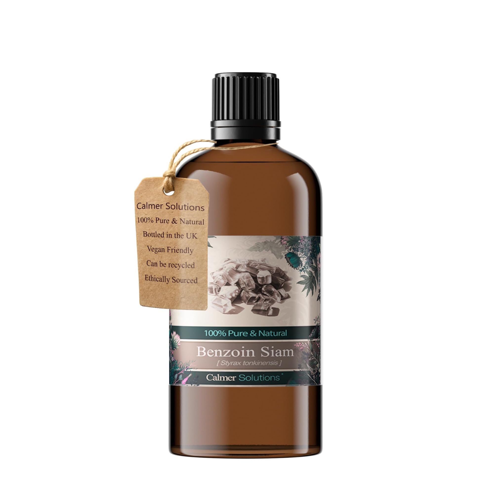 Calmer Solutions Benzoin Siam Essential Oil 100ml – 100% Pure & Natural Styrax Benzoin Resin Oil – Warm Sweet Vanilla-Like Aroma for Diffuser, Aromatherapy, Candle Making & Home Fragrance – UK Bottled