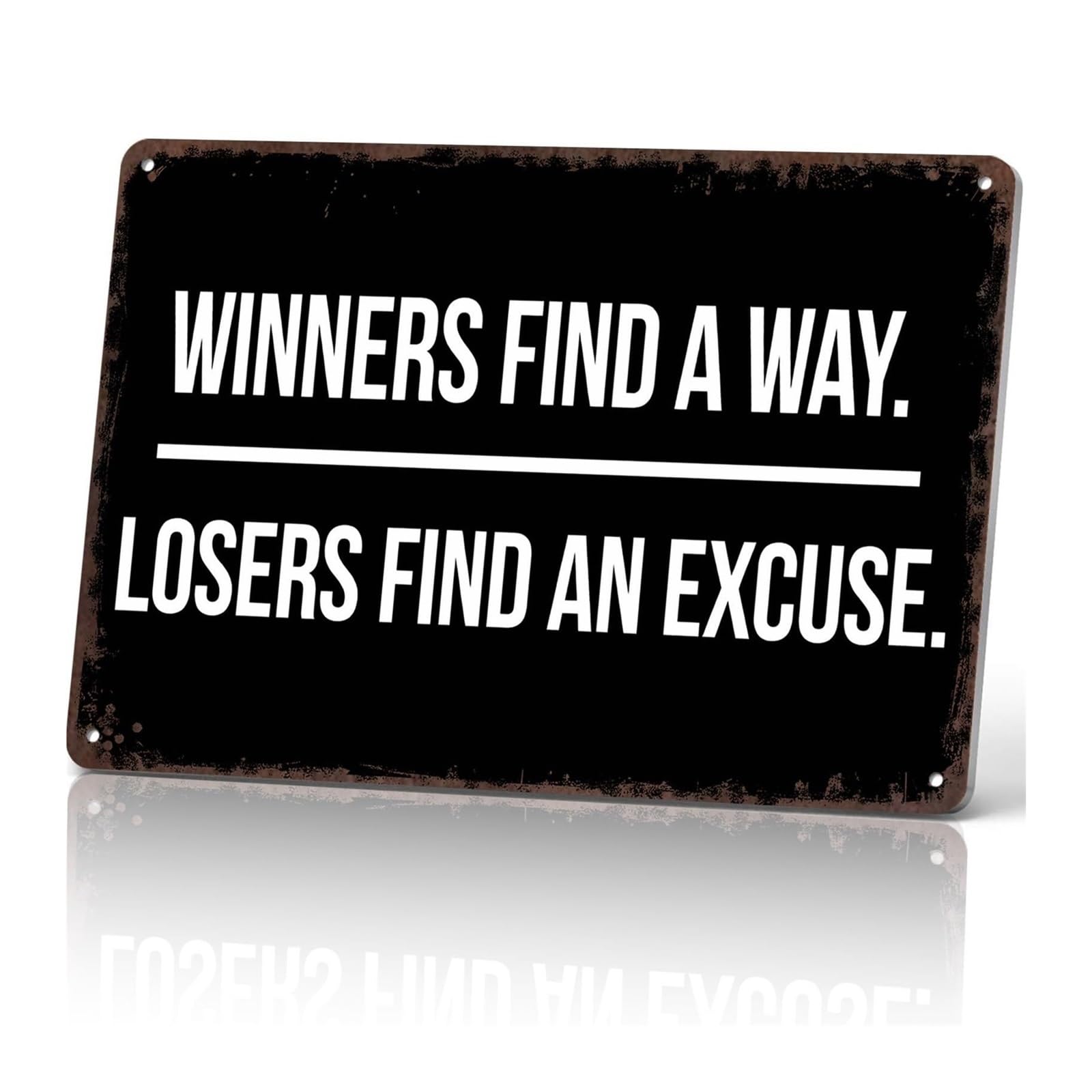 AUOQKQUT Winners Find a Way Losers Find Excuses Retro Tin Sign Inspirational Quote for Office Wall Gym Motivation Business Entrepreneur Studio Decor 8 X 12 in