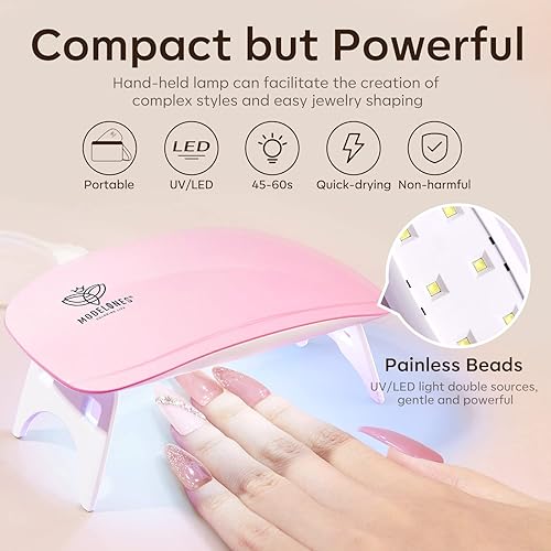 Miniatura 6 de Modelones Kit de gel de extensión de polietileno, 6 colores nude, rosa, tonos de piel, marrón, kit de gel de uñas con lámpara de uñas, kit completo