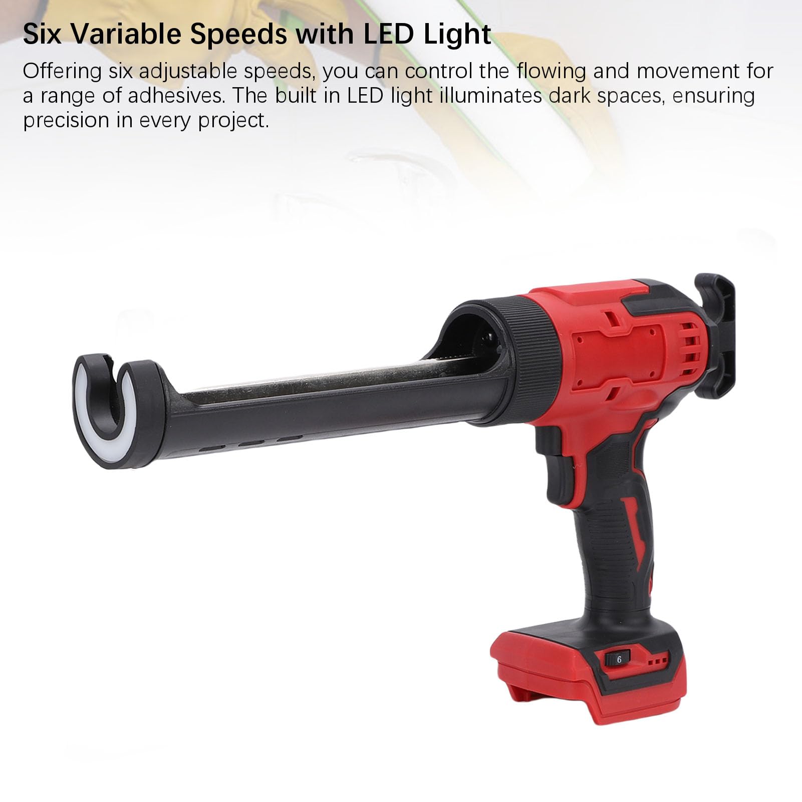 Cocoarm Pistola per Calafataggio Al Litio, Materiale ABS, di Retrazione Automatica, Spinta da 800 Kg, Perfetta per Ristrutturazioni Domestiche e Installazioni Utilizzando Modelli di Batterie BL
