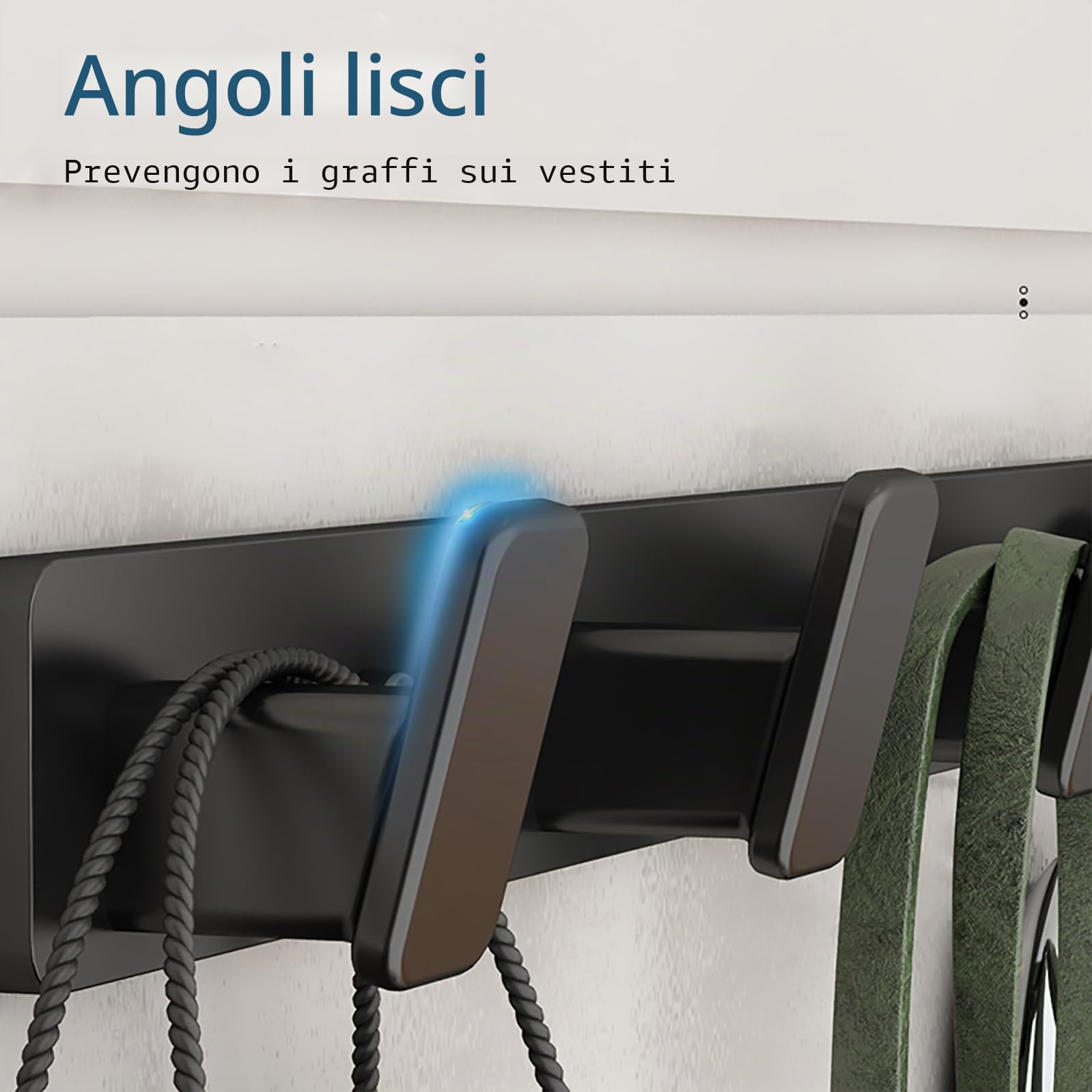 Appendiabiti da parete, 40 cm, 5 ganci, versione rinforzata