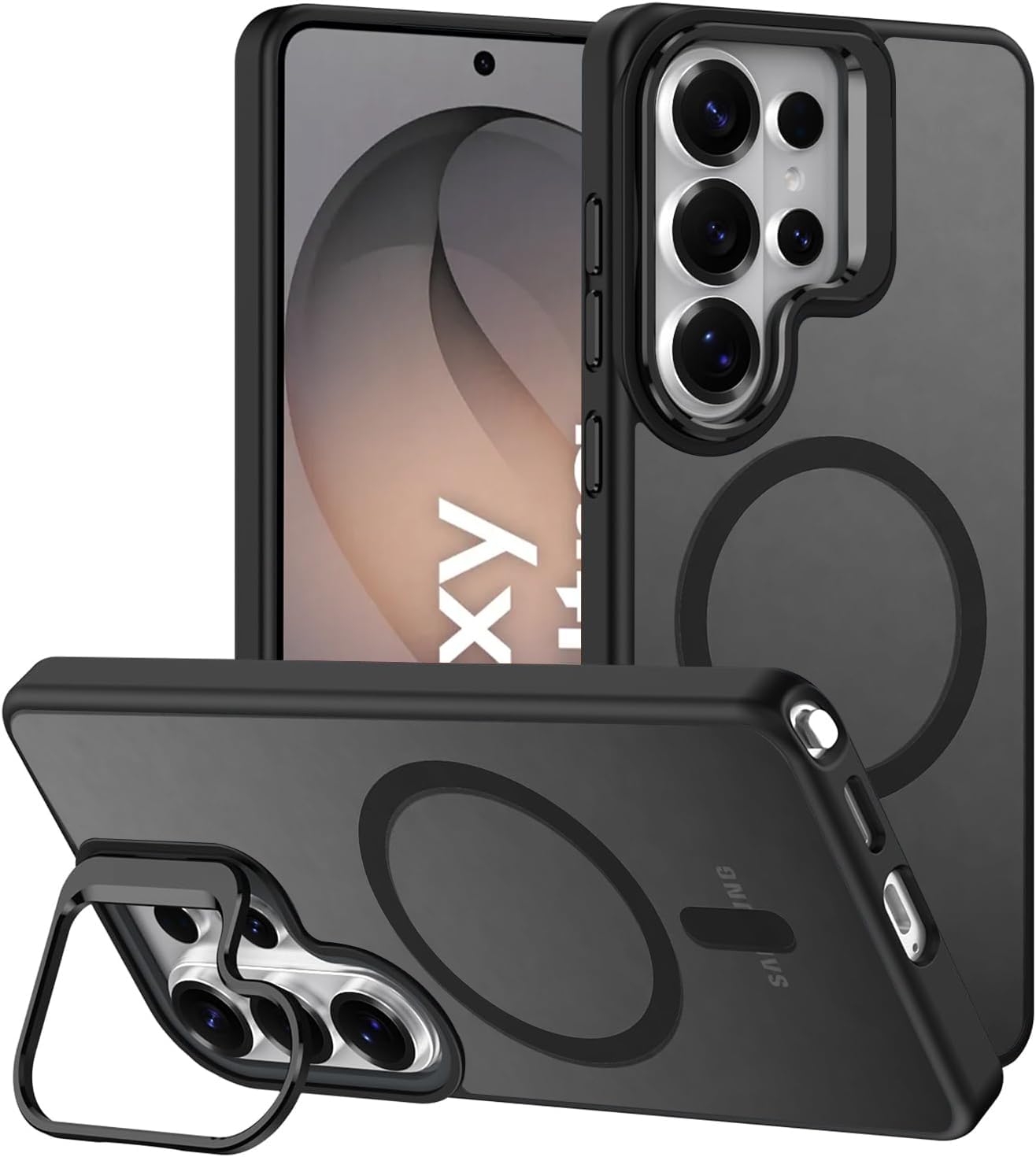 DIZORO Polycarbonate Samsung Galaxy S25 FE Case Compatible with Mag Safe & Wireless Charging,with Camera Stand,Military Grade Drop Tested,Translucent Hard Back Soft Edge Back Cover (Black) — Amazon image 17