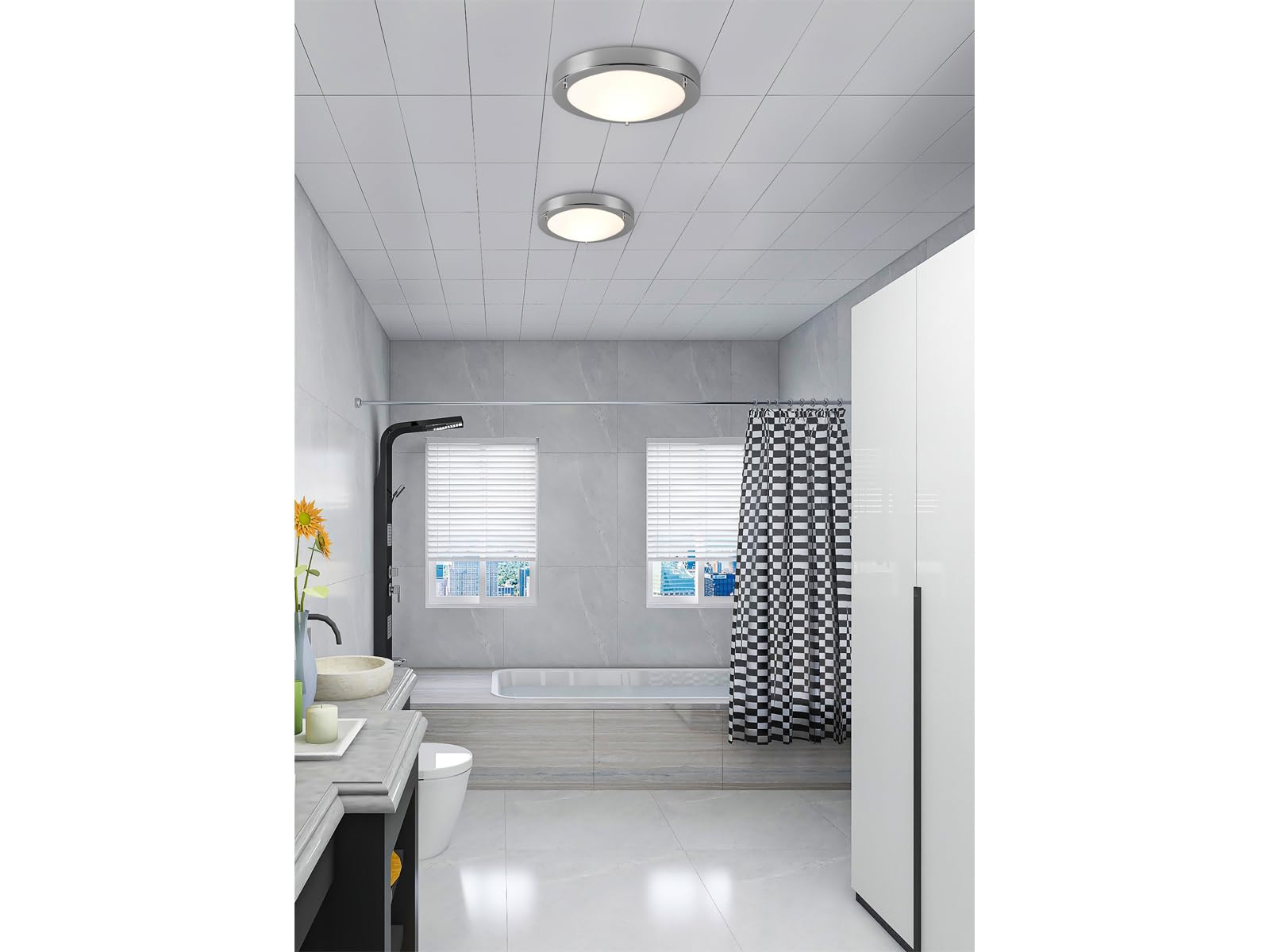 Trio 6801011-06 Condus Plafoniera, 1x60 Watt, Cromo/Bianco, 31.5 cm