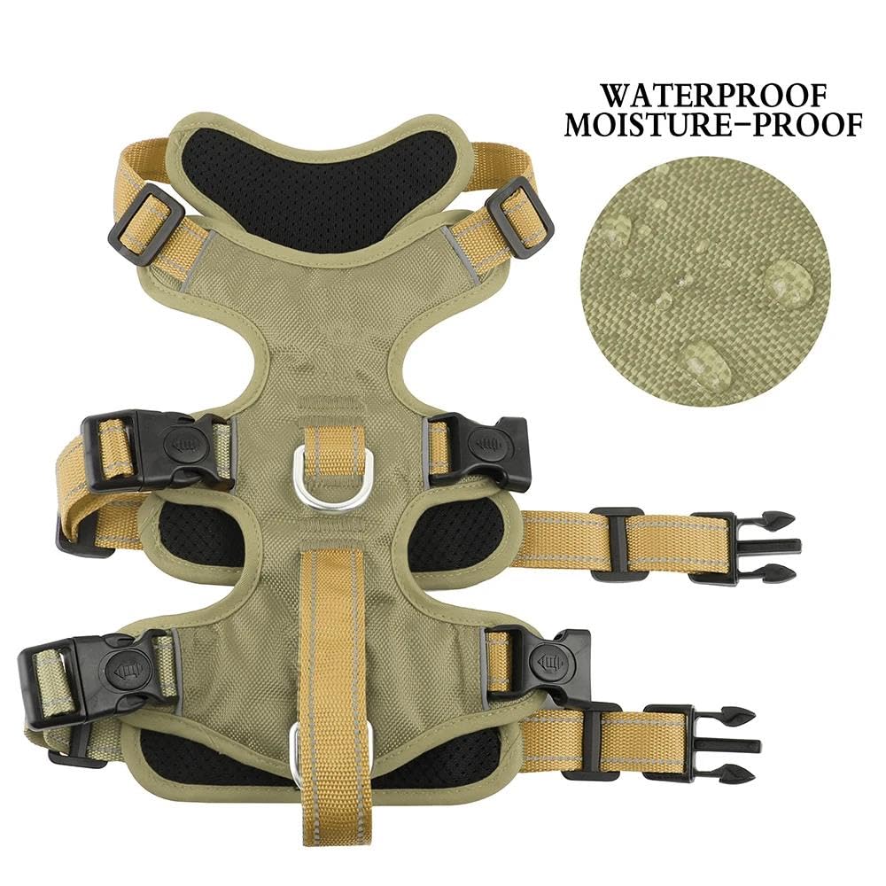 Pettorina per Cani con Maniglia di Controllo, Pettorina per Cani Riflettente per Esterni, Pettorina per Animali Domestici in Nylon a Rete, Regolabile Senza Tirare (Cachi XL)