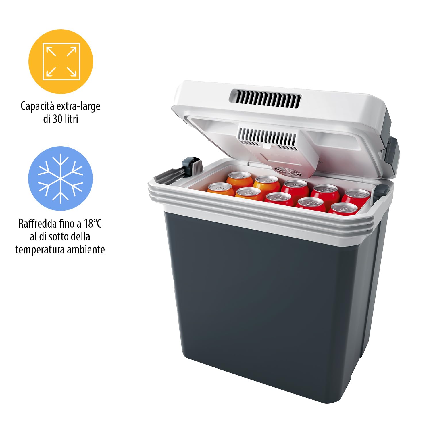 Tristar Frigorifero termoelettrico - 30 L - Ideale per il campeggio e i lunghi viaggi - Prese da 12 e 230 V - 2 modalità - Raffredda e riscalda - KB-7530