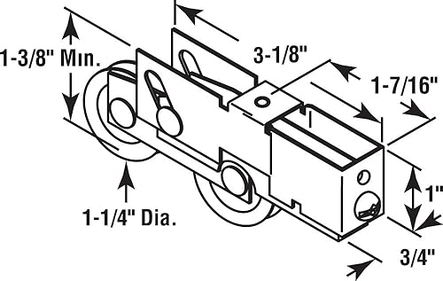 Miniatura 2 de Prime-Line D 1808 1-1/4 In. Rodamiento de bolas de acero para puerta corrediza de rodillos en tándem para Milgard (paquete individual)