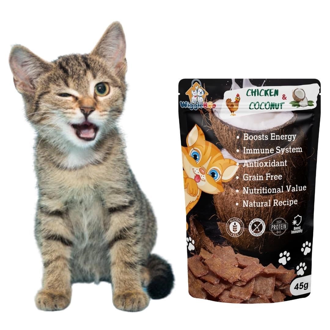 See full amazon price history chart for WiggleBoo Chicken & Coconut Cat Treat | Protein Rich | Fiber Rich | Crunchy Healthy Snacks (45 Grm) WiggleBoo Chicken & Coconut Cat Treat | Protein Rich | Fiber Rich | Crunchy Healthy Snacks (45 Grm) (B0C626GZFZ) Amazon Price History, Amazon Price Tracker