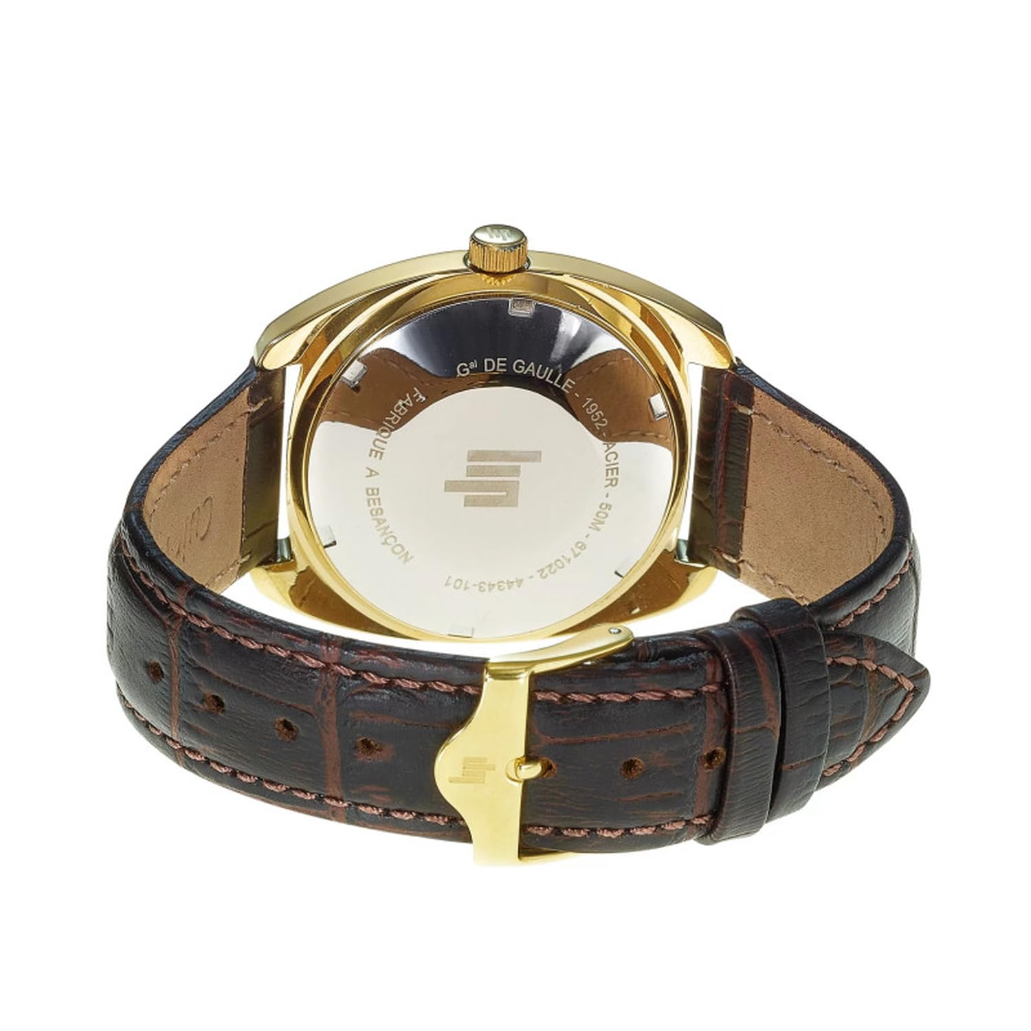 Montre Homme Lip General DE Gaulle en Cuir Marron 35 mm Etanche