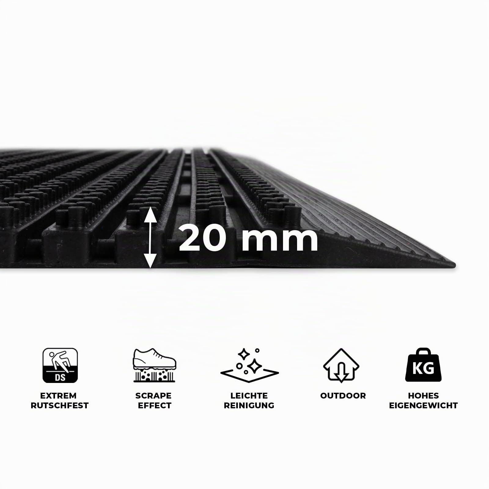 Floordirekt Zerbino Power Brush – Zerbino Cattura Sporco in PVC per Esterni e Interni, in Diversi Colori e Dimensioni 75 x 120 cm