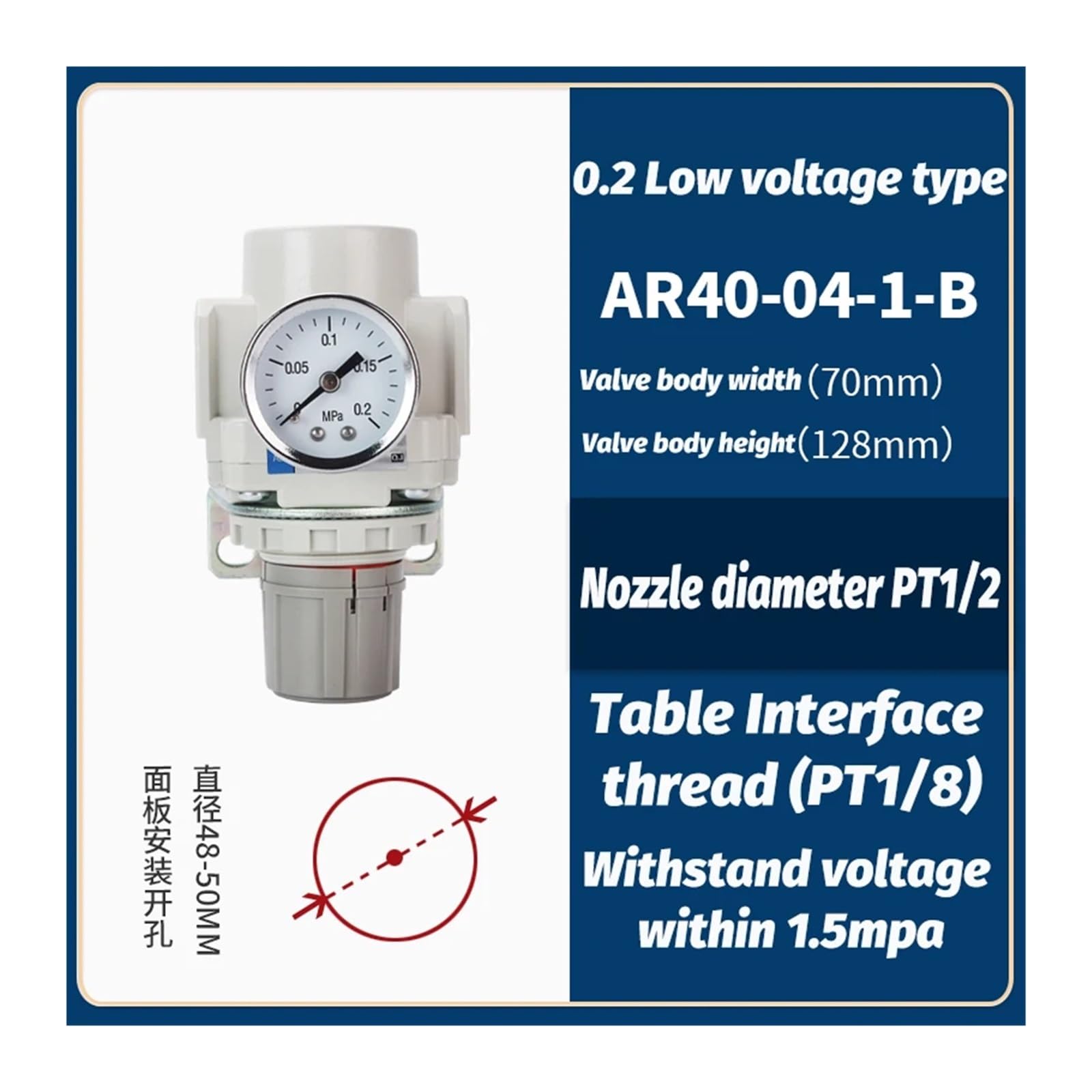 Regulator ciśnienia powietrza AR40 AR50 AR20K-02KG-B jednostka uzdatniająca reduktor ciśnienia sprężarki powietrza (AR40-04-1-B)